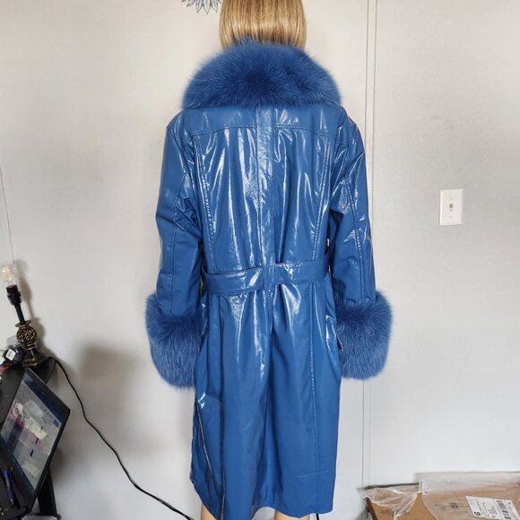 #697 NWT Leather/fox fur coat - Picture 2 of 4